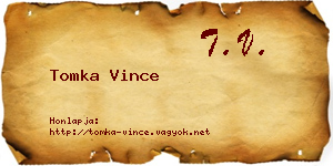 Tomka Vince névjegykártya